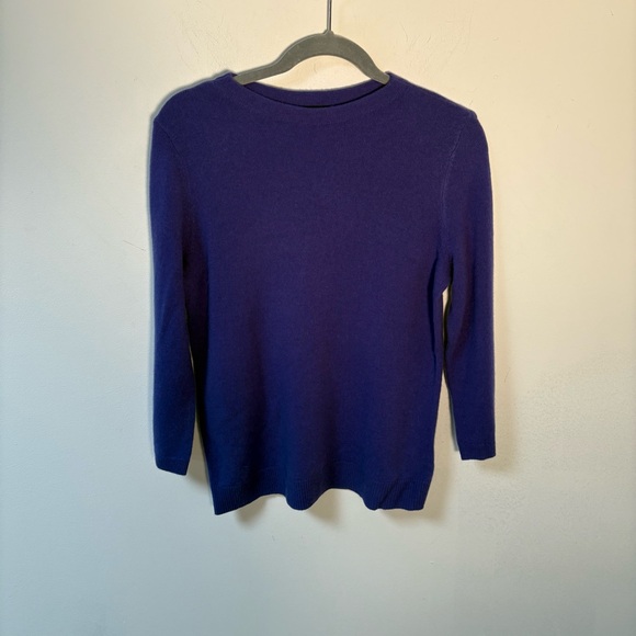 Talbots Womens Pure Cashmere Purple 3/4 Sleeve Sweater Medium - Picture 3 of 9